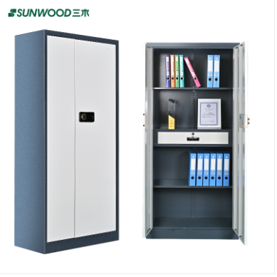三木 BG870 通体双门指纹保密柜文件柜保险柜(带屉) 国密锁柜双认证 蓝灰套色