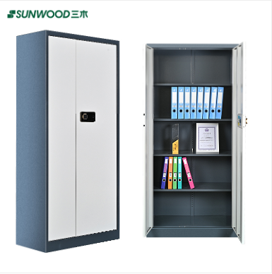 三木 BG875 通体双门指纹保密柜文件柜保险柜(无屉) 国密锁柜双认证 蓝灰套色